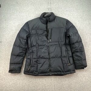 Cabela's 650 Goose Down‎ Coat Men XL Quilted Puffer Jacket Black Gray Outdoor